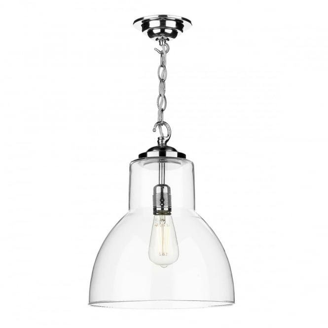 UPTON Ceiling Pendant Clear Shade & Polished Chrome Finish