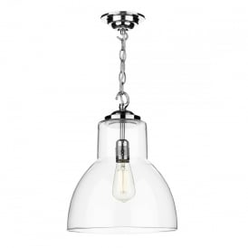 UPTON Ceiling Pendant Clear Shade & Polished Chrome Finish