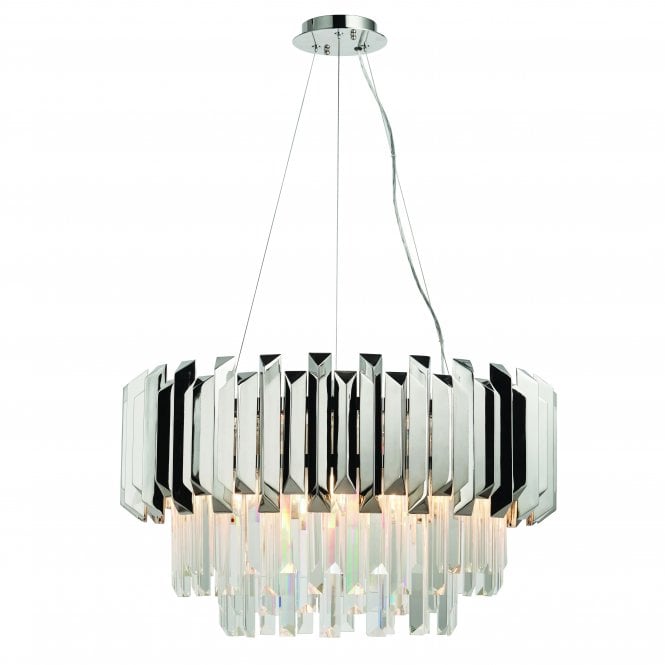 VALETTA 6 Light Pendant Chandelier | Polished Nickel Plate & Clear Crystal (K5) Glass