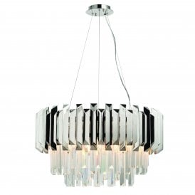 VALETTA 6 Light Pendant Chandelier | Polished Nickel Plate & Clear Crystal (K5) Glass