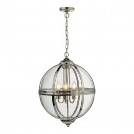 VANESSA 5 Light Pendant Polished Nickel And Clear Glass