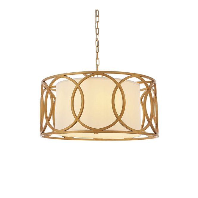 VENN Circular Frame Pendant With White Shade