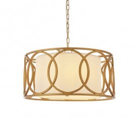 VENN Circular Frame Pendant With White Shade