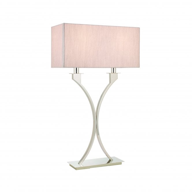 VIENNA Twin Table Light | Polished Nickel Plate & Beige Colour Shade