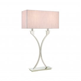 VIENNA Twin Table Light | Polished Nickel Plate & Beige Colour Shade