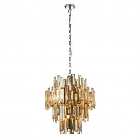 VIVIANA 12 Light Pendant | Chrome Effect & Champagne Crystal Glass