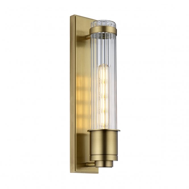 WELLINGTON 1 Light Wall Light in Aged Brass IP44 Bathroom Safe