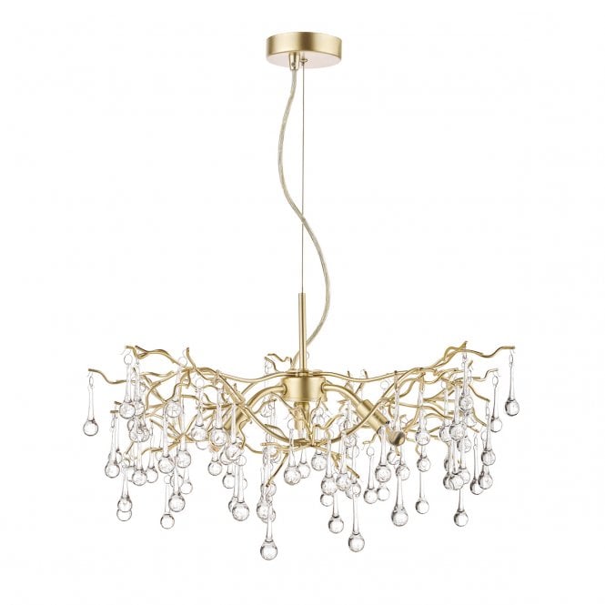 WILLOW 3 Light Pendant Champagne with Crystal Droplets