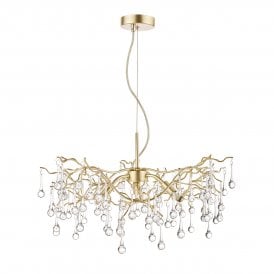 WILLOW 3 Light Pendant Champagne with Crystal Droplets