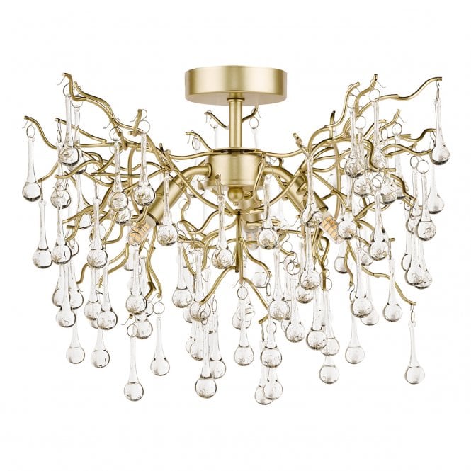 WILLOW 3lt Semi Flush Satin Champagne Crystal