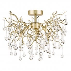 WILLOW 3lt Semi Flush Satin Champagne Crystal