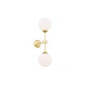 YAOUNDE Double Globe Wall Light in Polished Brass