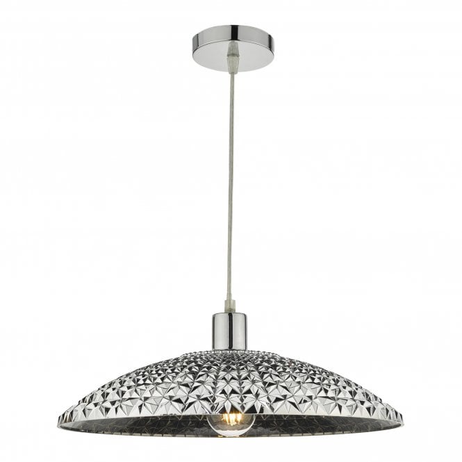 YATIMA Easy Fit Pendant Shade Textured Chrome Smoked