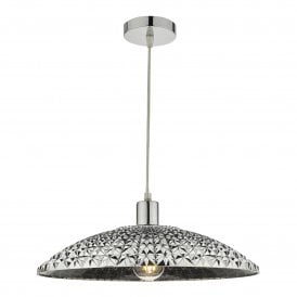 YATIMA Easy Fit Pendant Shade Textured Chrome Smoked