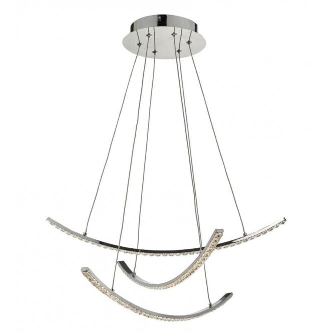 ZANCARA 3 Light Pendant Polished Chrome & Crystal LED