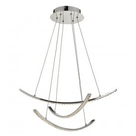 ZANCARA 3 Light Pendant Polished Chrome & Crystal LED